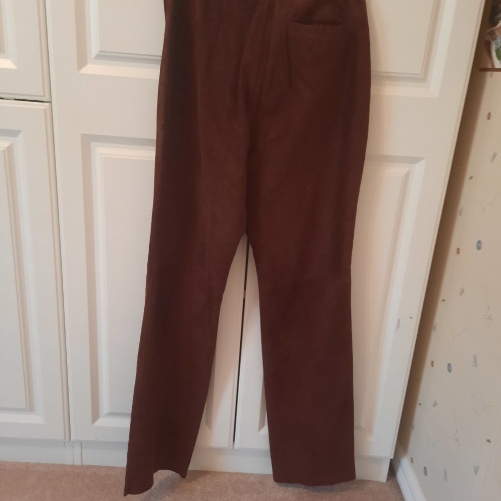 RALPH LAUREN GOLF Leather Pants Size 6 Brown Suede Straight Leg